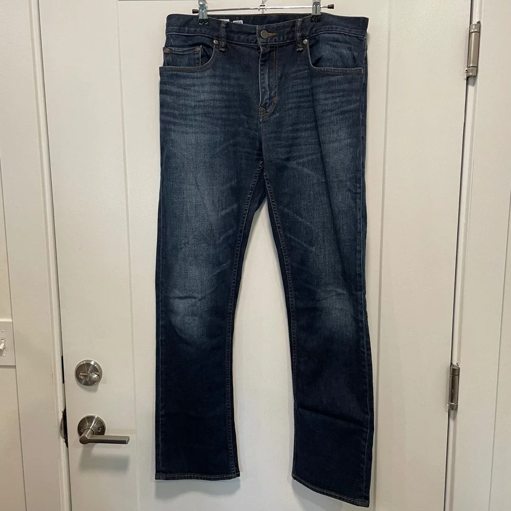 Banana Republic Mens Straight Fit Dark Wash Denim Jeans 32x32 Blue 2936